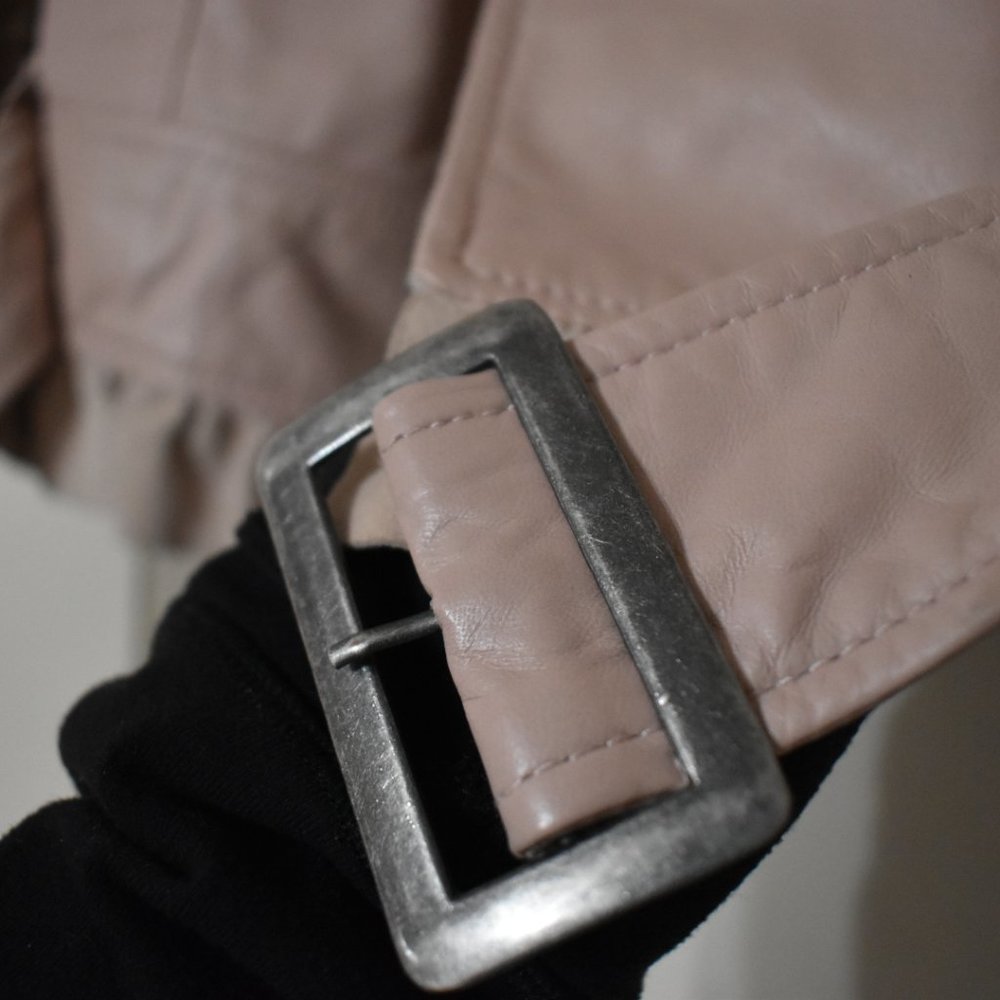 Pretty Pink Ruffled Leather/Suede Jacket - Picture 6 of 13